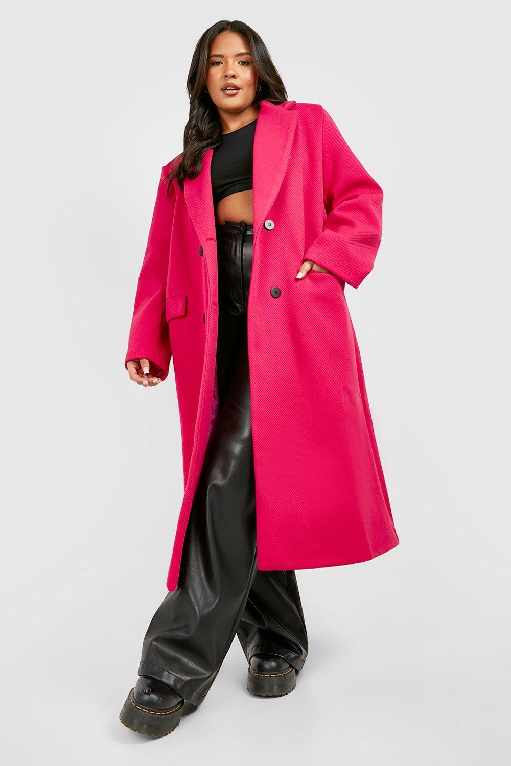 Womens hot pink hot sale wool coat